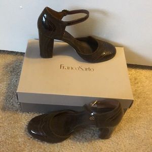 Franco Sarto 4 inch ankle buckle winged tip pump